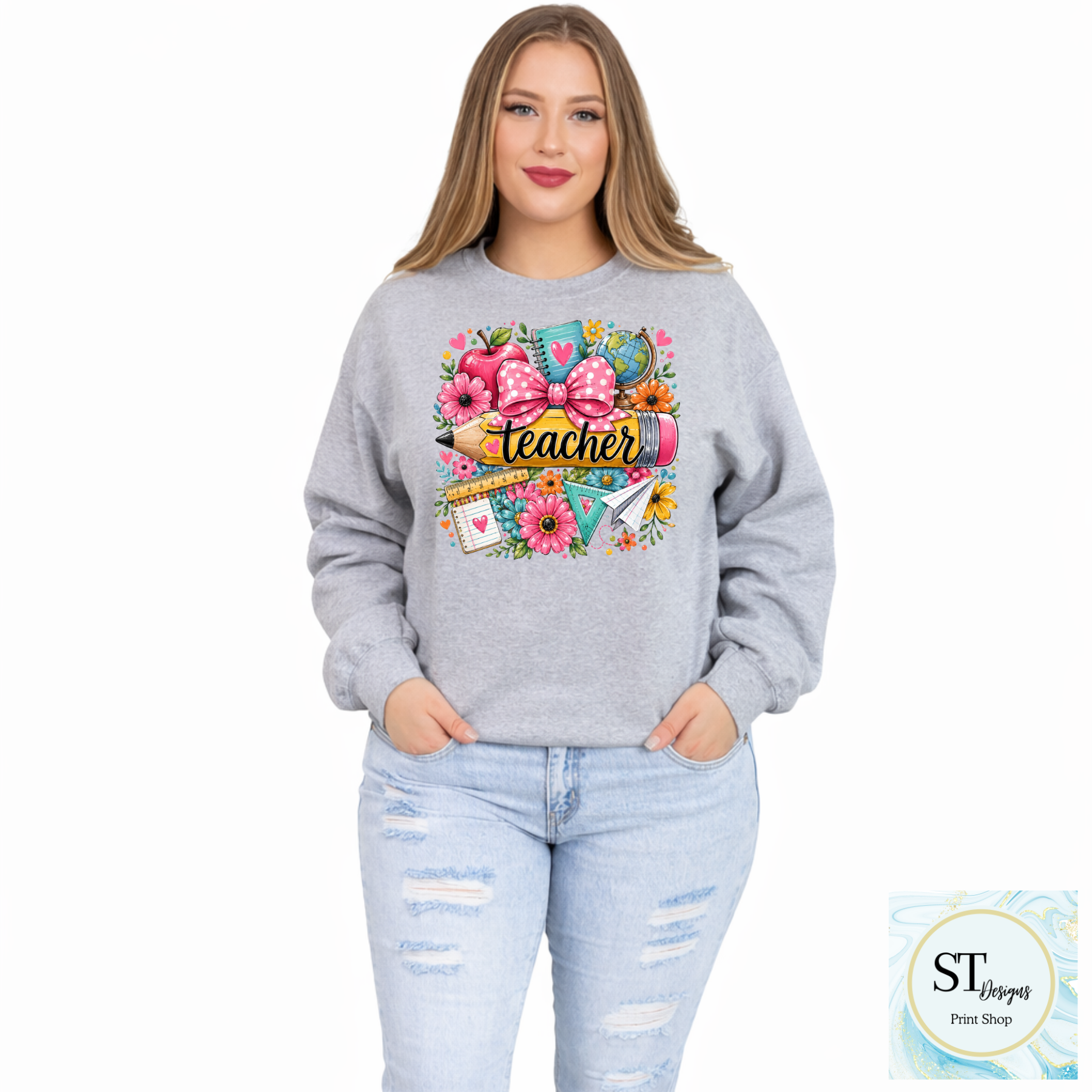 Cute Teacher Graphic T-Shirt | Pencil & Floral Teacher Shirt | Back to School Teacher Tee | Teacher Appreciation Gift | Unisex S-5XL-7