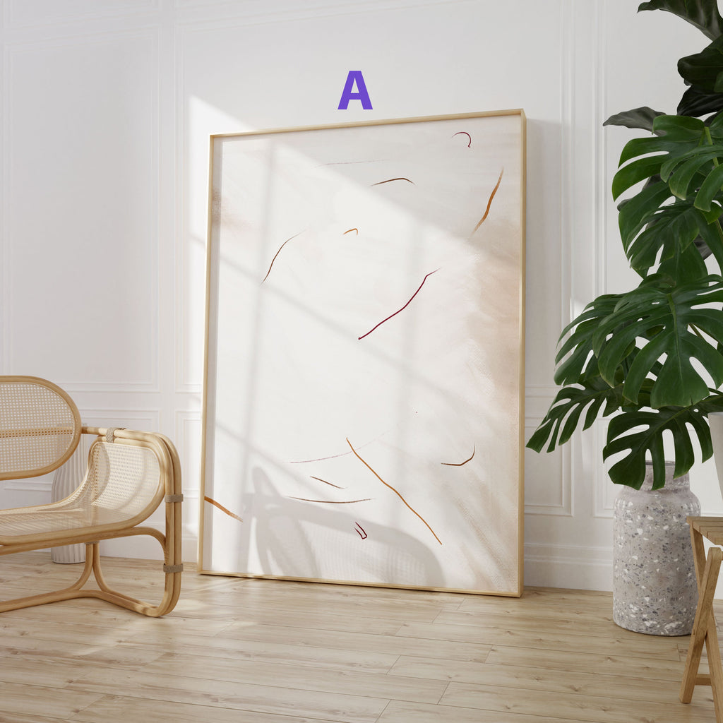 Abstrakte Linien Poster · Geschenkidee · Minimalistische Formen und Neutrale Wandkunst · Dekoprint ohne Rahmen-2