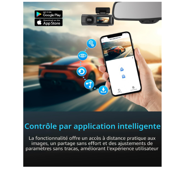 Caméra Embarquée 4K Avant/Arrière — GPS, WiFi, Vision Nocturne