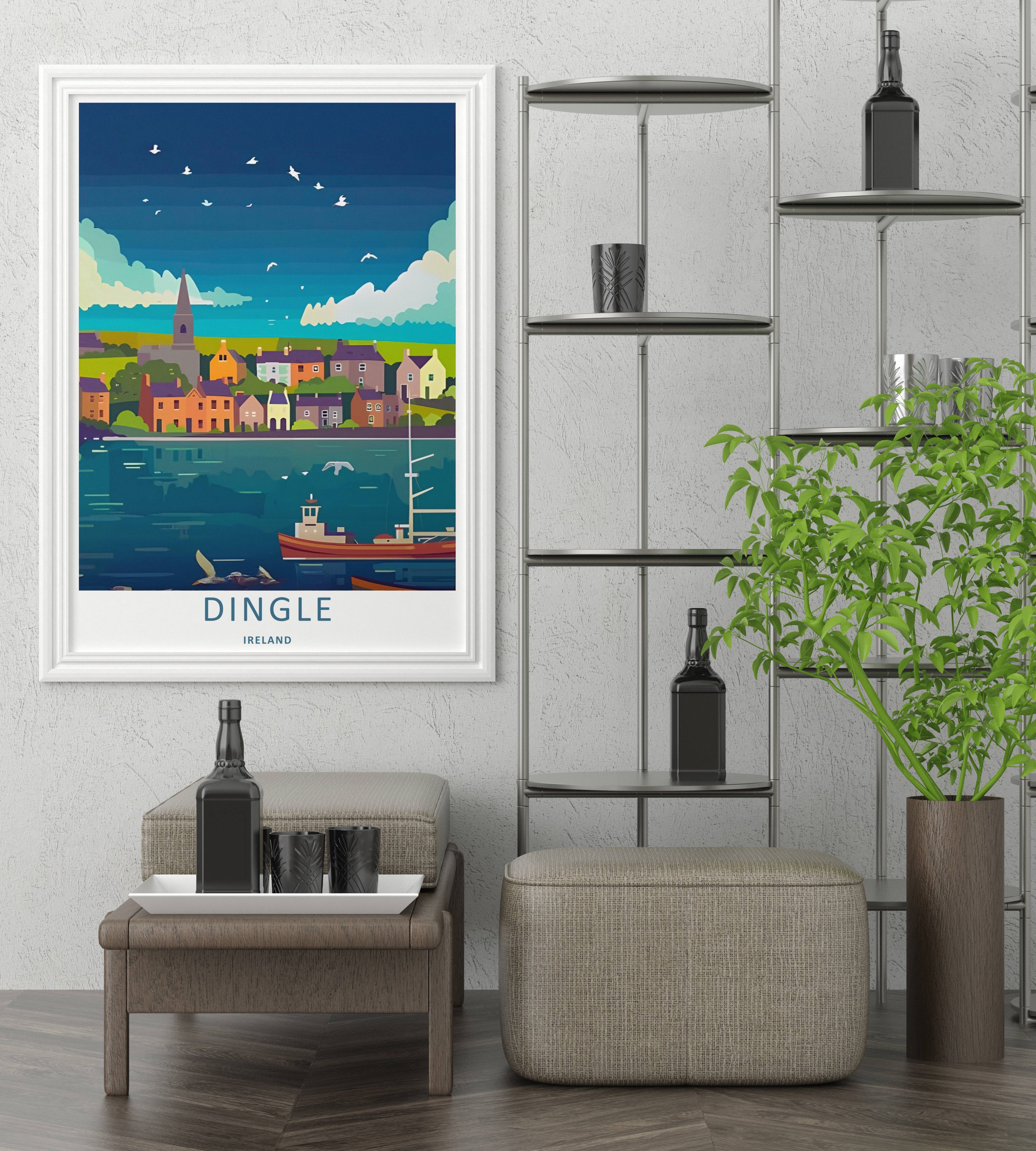 Dingle Ireland Harbor Evening Vintage Harbor Print | Coastal Town Wall Art-3