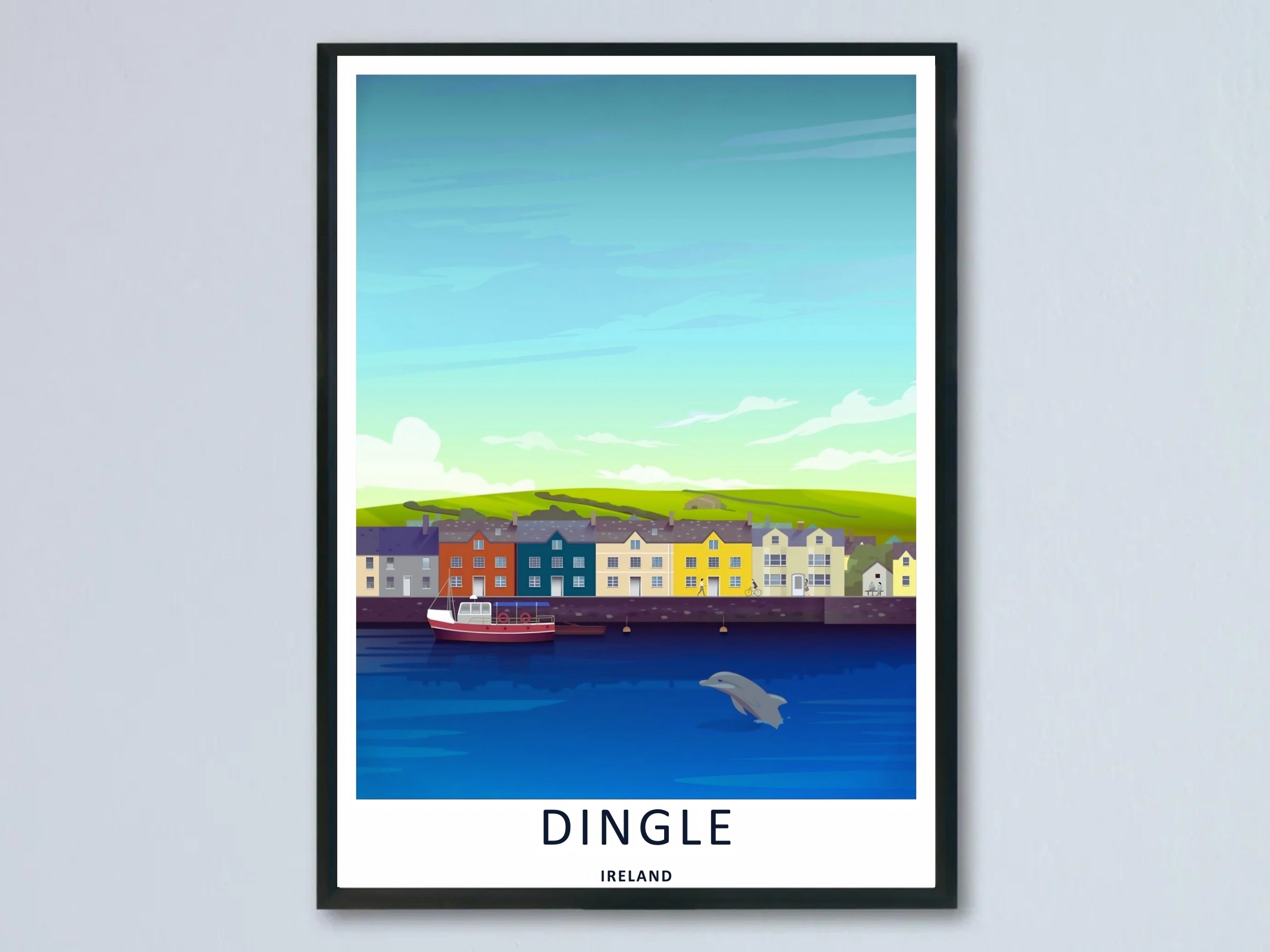 Dingle Dolphin Harbor Art Print | Colorful Ireland Waterfront Wall Decor-0