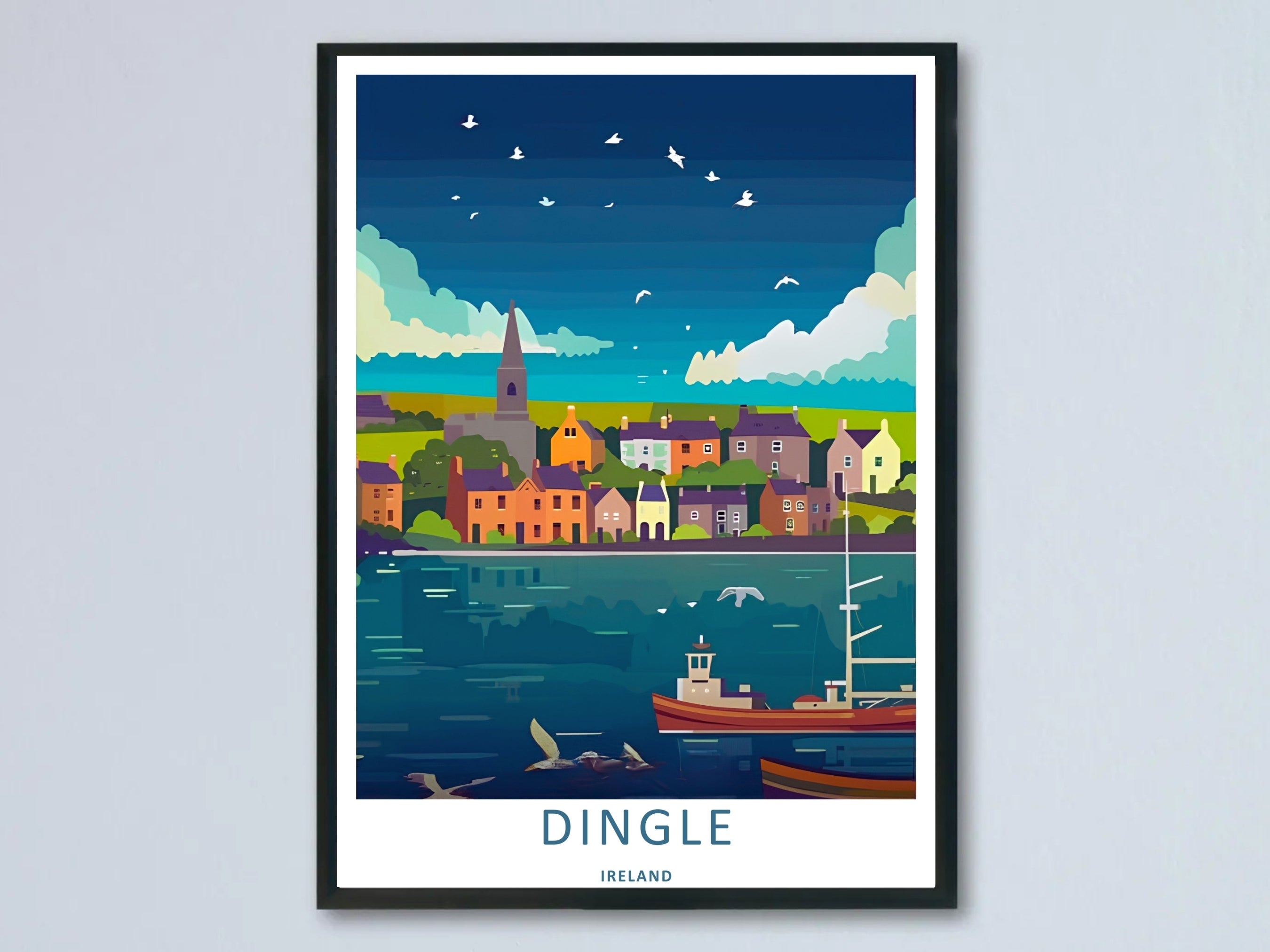Dingle Ireland Harbor Evening Vintage Harbor Print | Coastal Town Wall Art-0