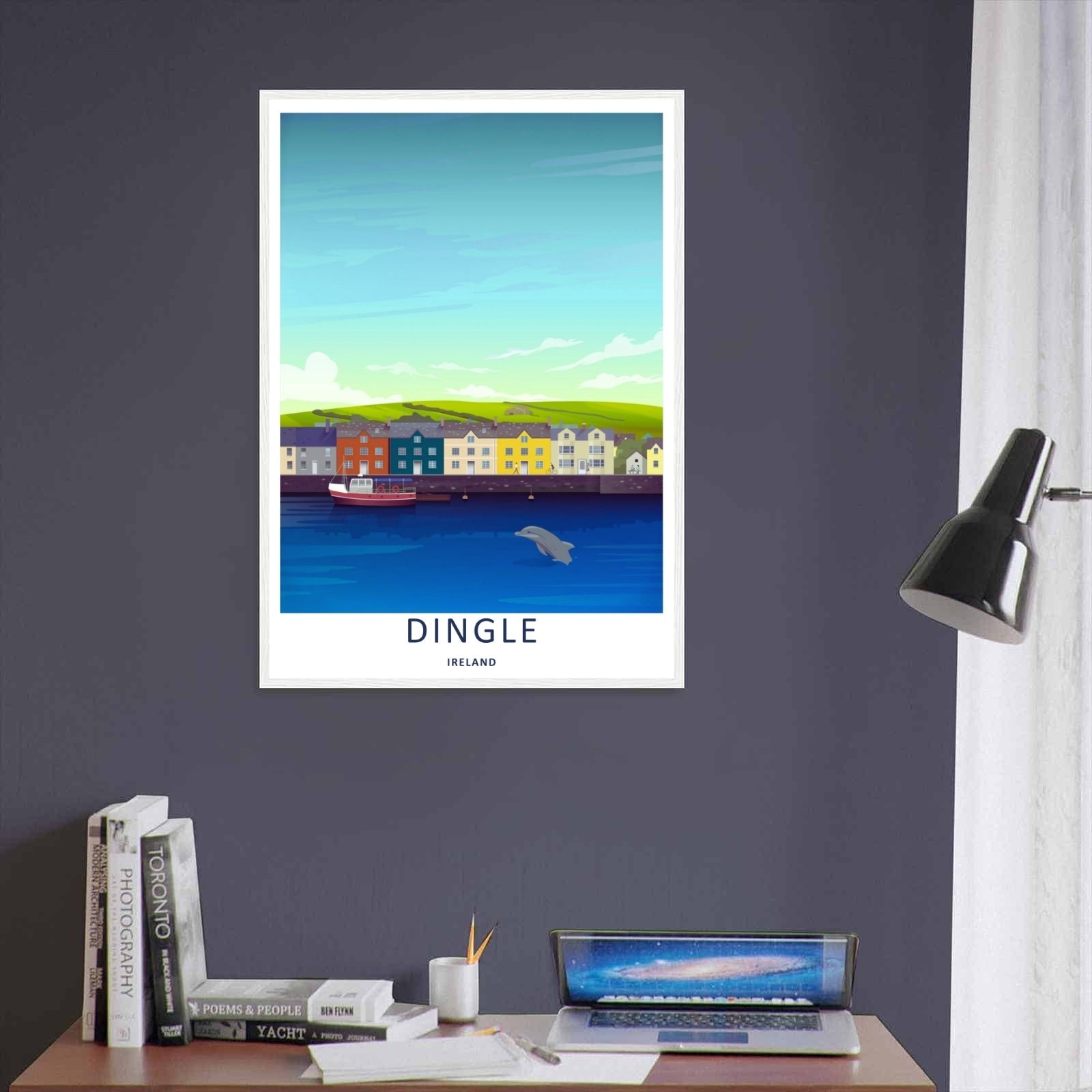 Dingle Dolphin Harbor Art Print | Colorful Ireland Waterfront Wall Decor-1
