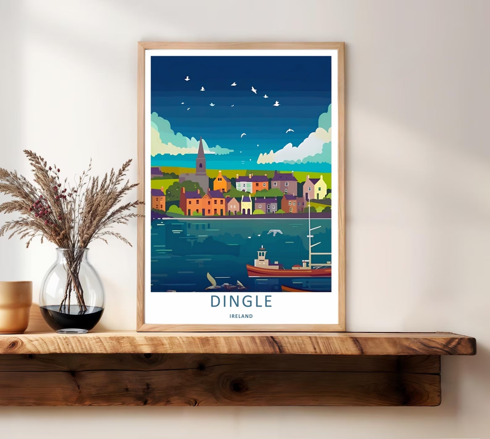 Dingle Ireland Harbor Evening Vintage Harbor Print | Coastal Town Wall Art-4
