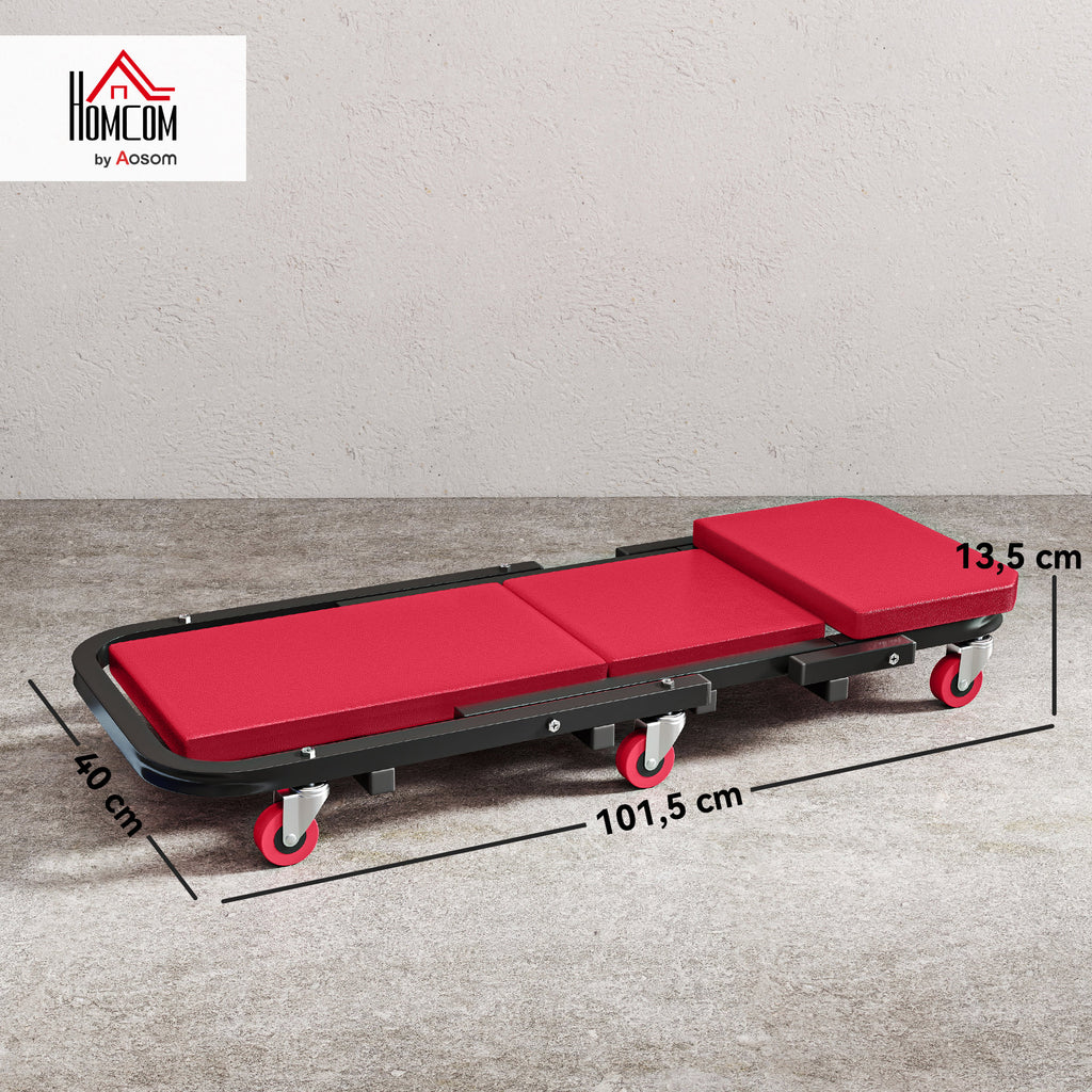 Planche à roulettes de montage 2 en 1 chariot de visite mécanicien pliable en Z charge 150kg 101,5 x 40 x 13,5 cm rogue