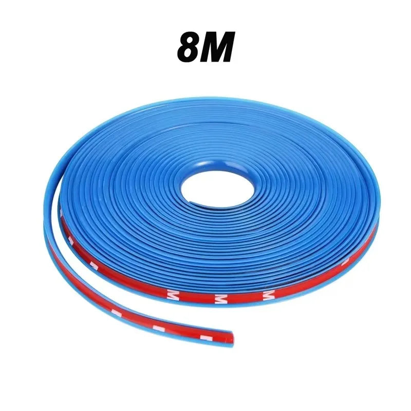 8m/Roll Car Tire Protection Strip, Tire Anti-Scratch Decorative Strip, Rubber Trim Molding, Car Sticker Styling Accessories