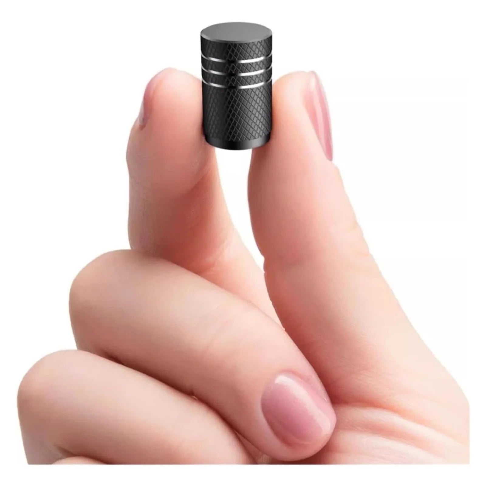 4Pcs Aluminum Tire Valve Caps with Knurling Grip, Fit US Schrader Stems, Black/Silver, Durable Air Covers for Cars