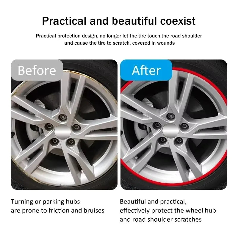 8m/Roll Car Tire Protection Strip, Tire Anti-Scratch Decorative Strip, Rubber Trim Molding, Car Sticker Styling Accessories