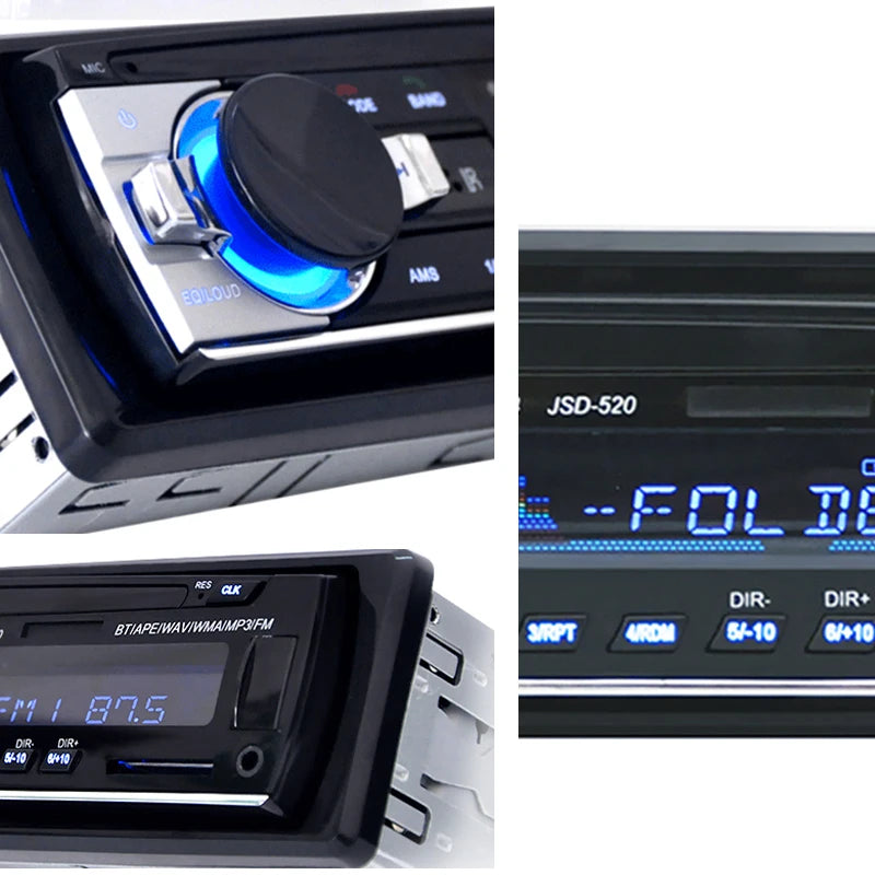 HIPPCRON 12V/24V Car Radio 1DIN Stereo Player Digital Bluetooth5.1 MP3 Player 60Wx4 FM Radio Audio Music  In Dash Fast Charge