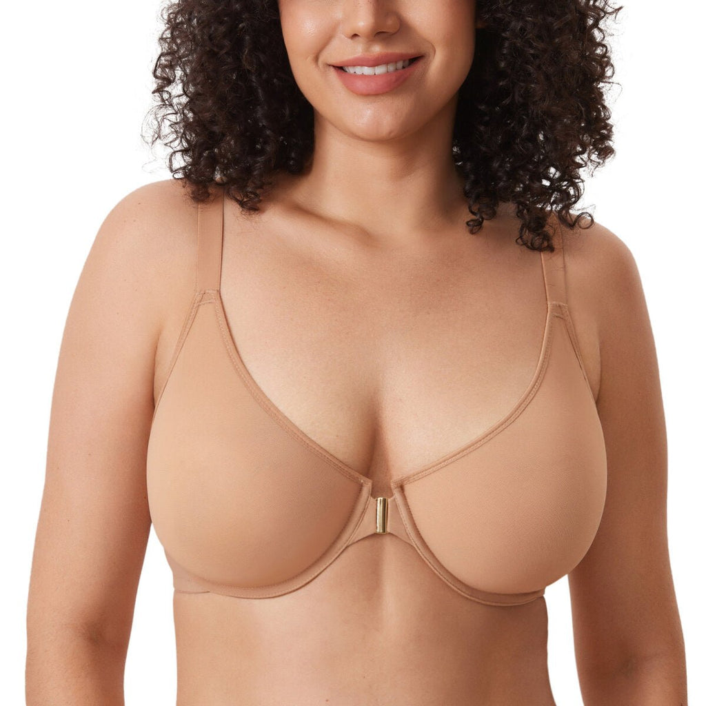 Cosnufy Front Closure Sheer Mesh Posture Support Bra-1