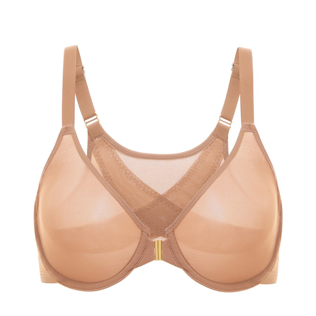 Cosnufy Front Closure Sheer Mesh Posture Support Bra-3