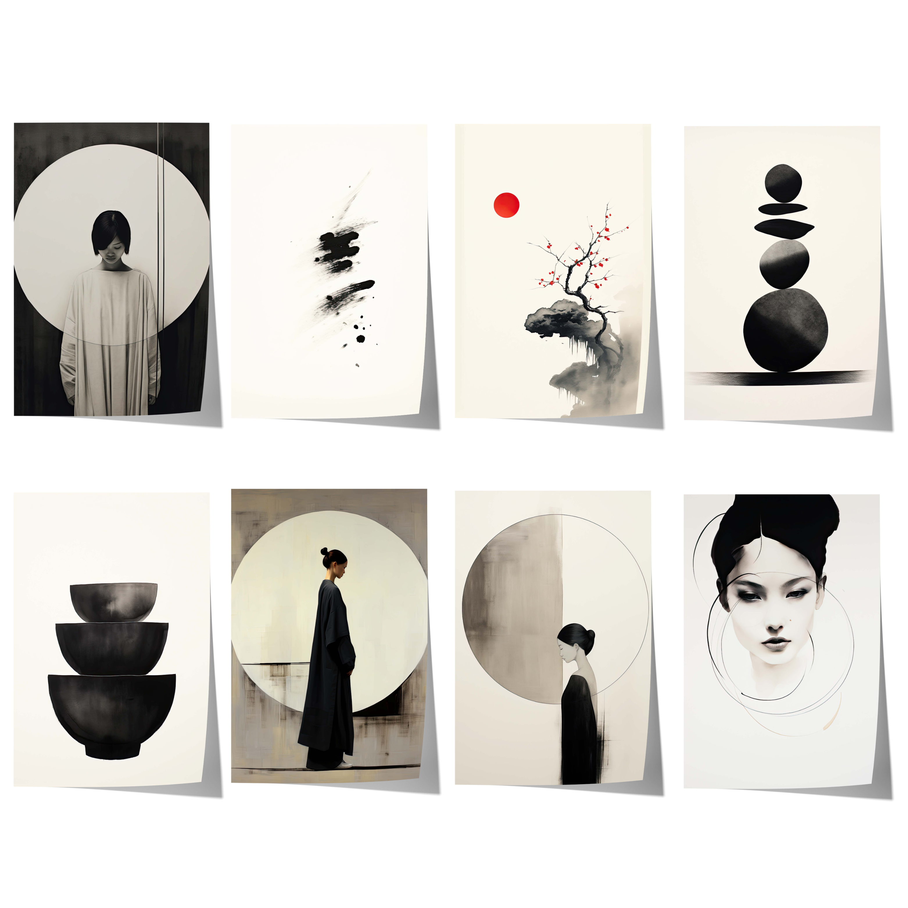 Japan Poster · Geschenkidee · Zen Minimalismus Sumi-e Geometrie und Wabi Sabi · Dekoprint ohne Rahmen-0