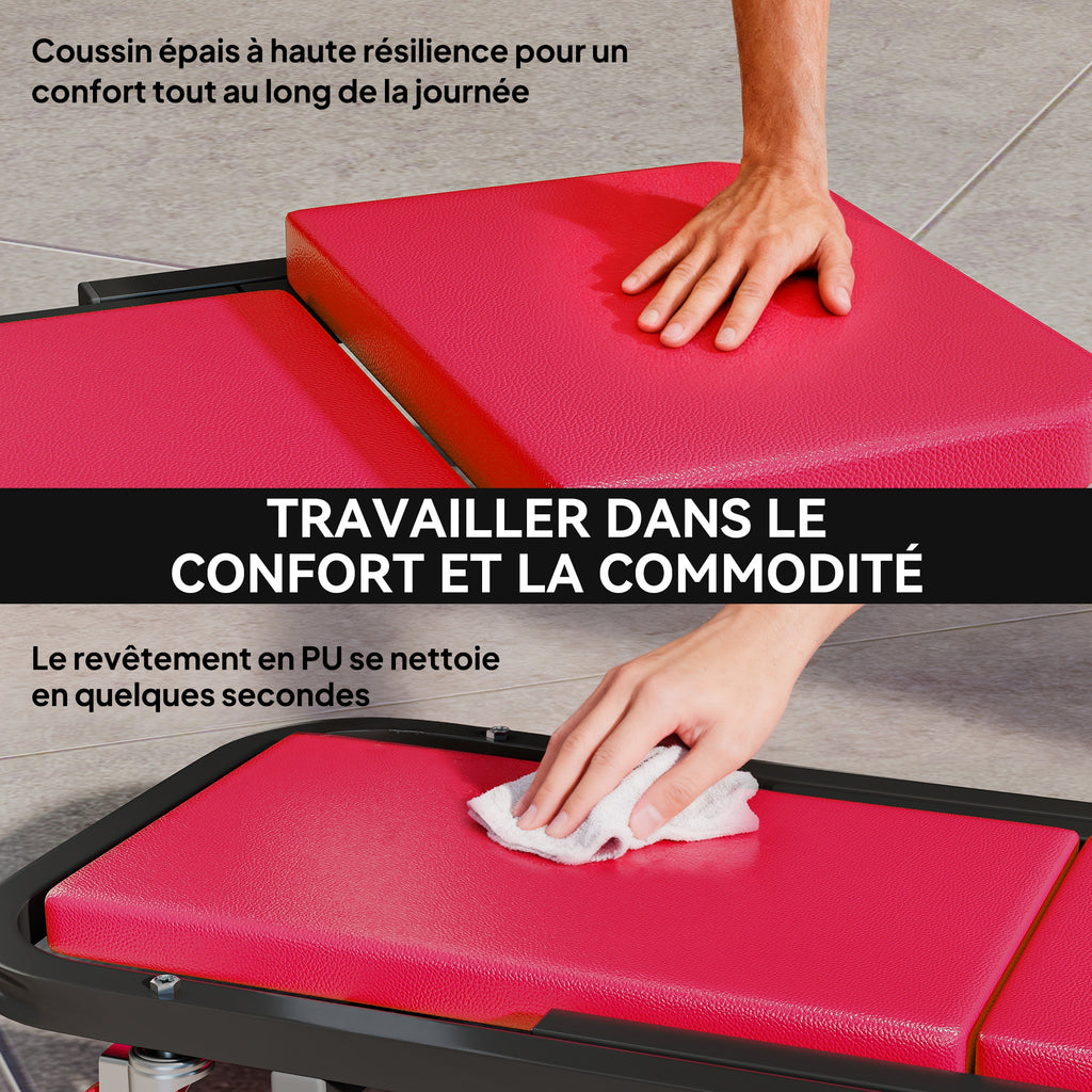 Planche à roulettes de montage 2 en 1 chariot de visite mécanicien pliable en Z charge 150kg 101,5 x 40 x 13,5 cm rogue