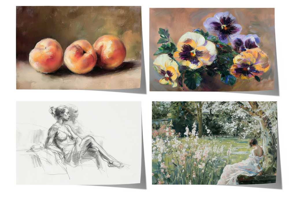 Moderne Vintage Kunst Poster · Geschenkidee · Stillleben Blumen Figuren Impressionistische Wandkunst · Dekoprint ohne Rahmen-0