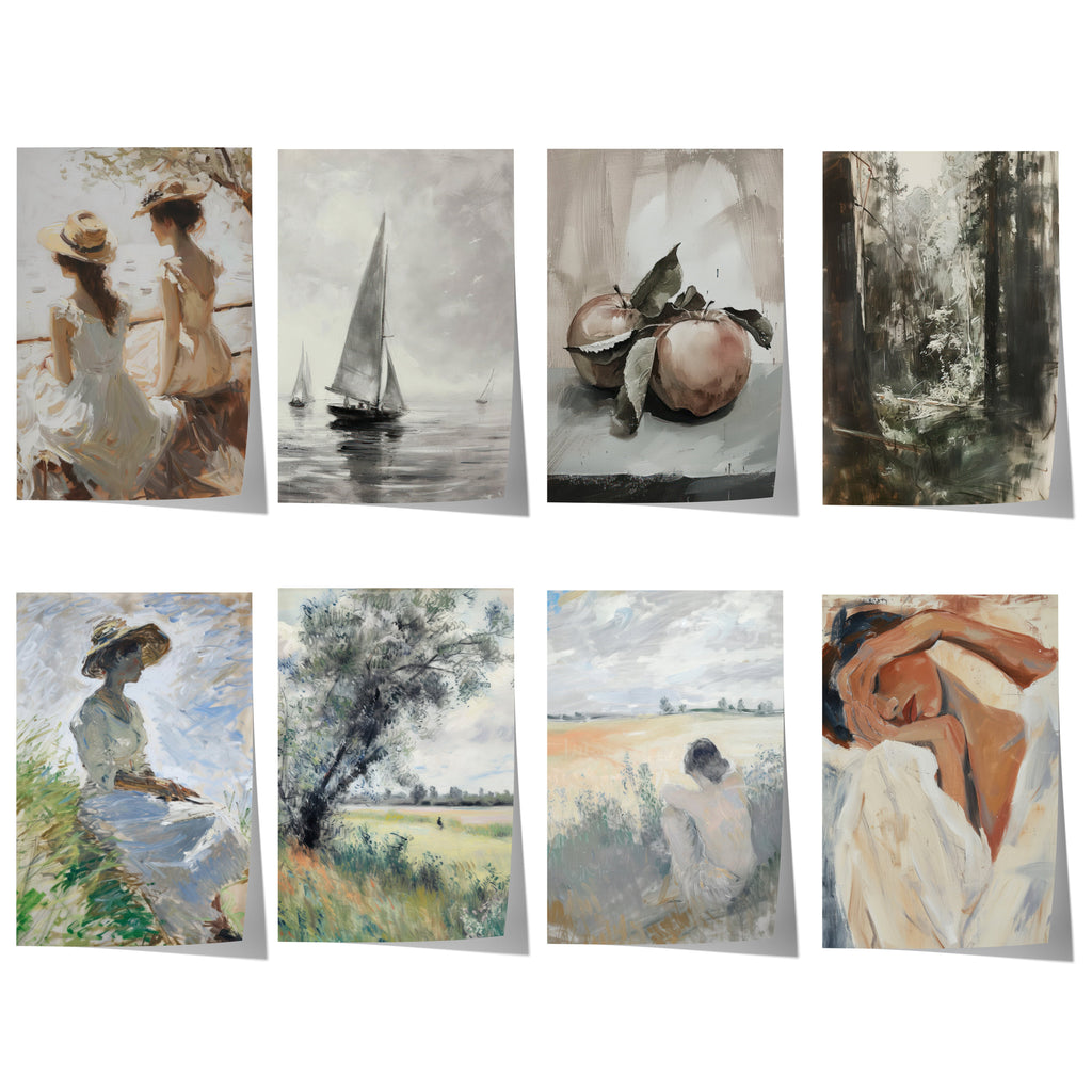 Vintage Impressionismus Poster · Geschenkidee · Frauen Segelboot Landschaft Stillleben Naturmalerei · Dekoprint ohne Rahmen-0